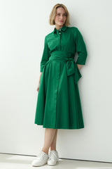 Shirtdress With Tie Belt Emerald Green