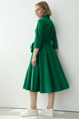 Shirtdress With Tie Belt Emerald Green