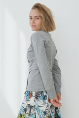 Gray Deluxe Wrap-Look Sweatshirt