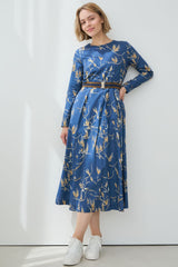 Branch Print Belted Dress