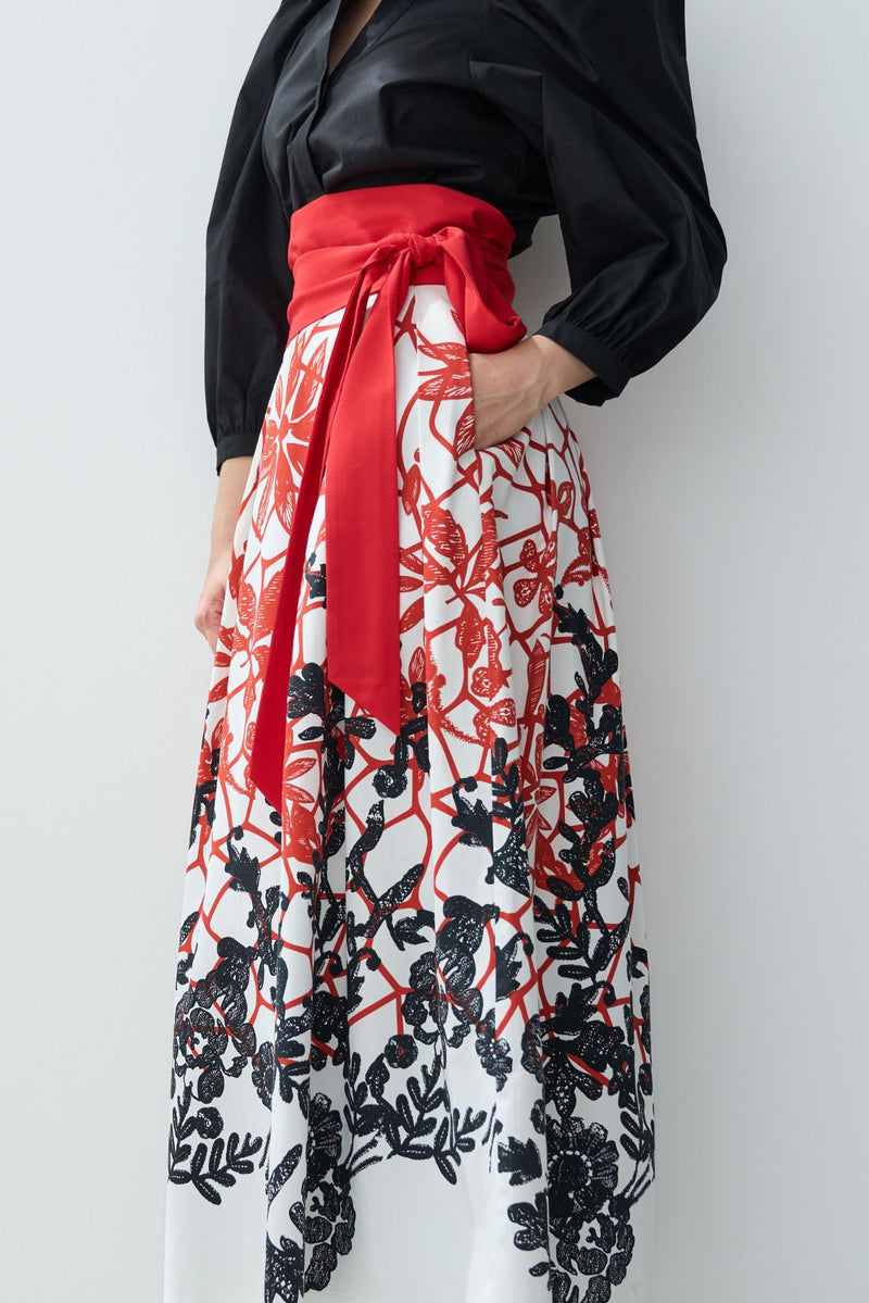 Mixed-Print Floral Maxi Skirt