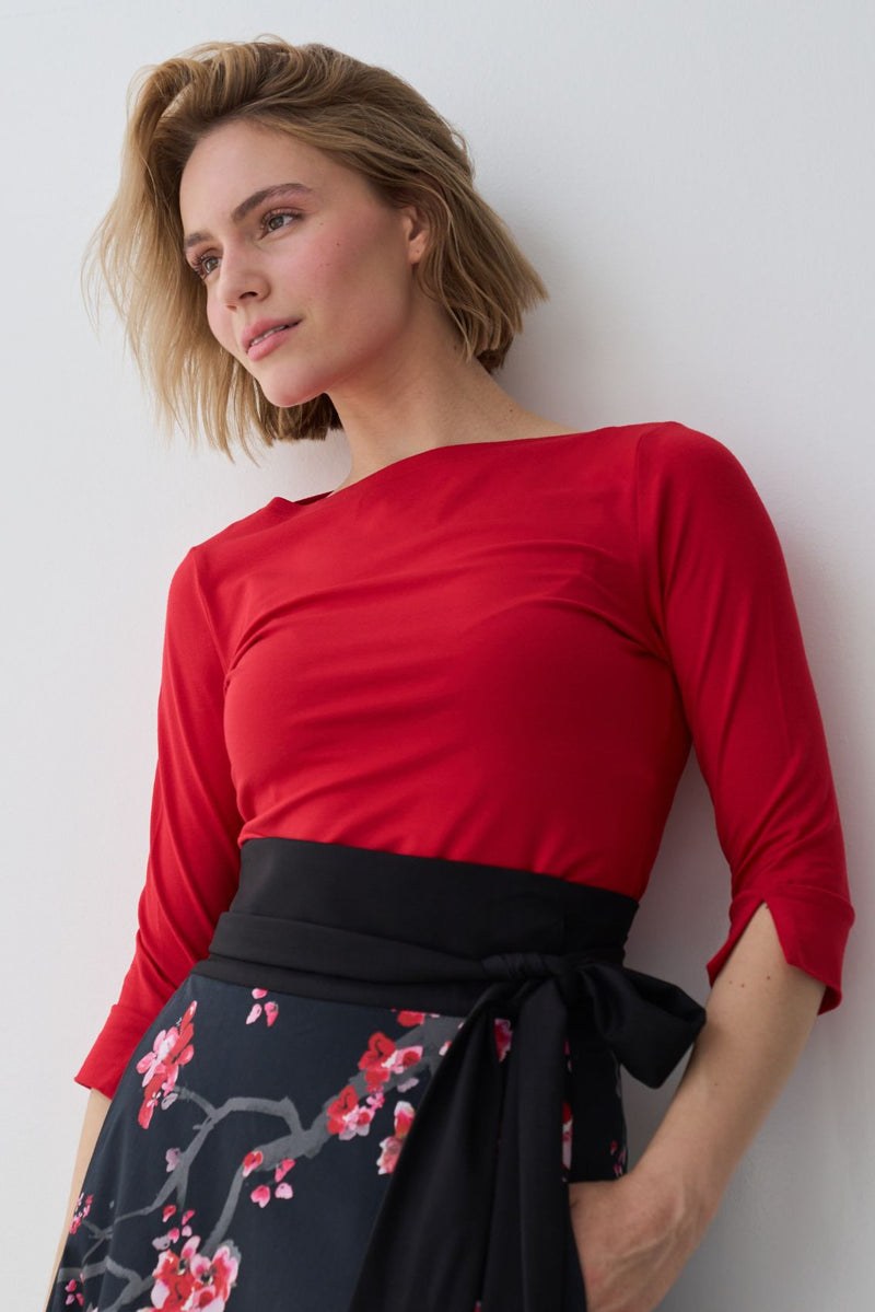 Top With Boat Neckline Red