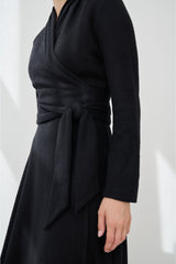 Black Knitted Wrap Dress