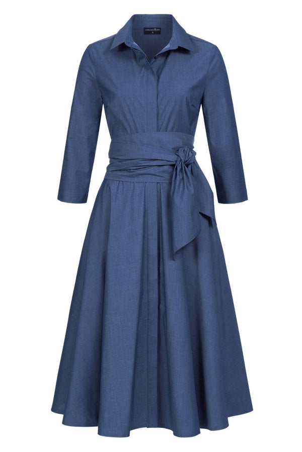Blusenkleid mit Bindegürtel Blau - Marianna Déri