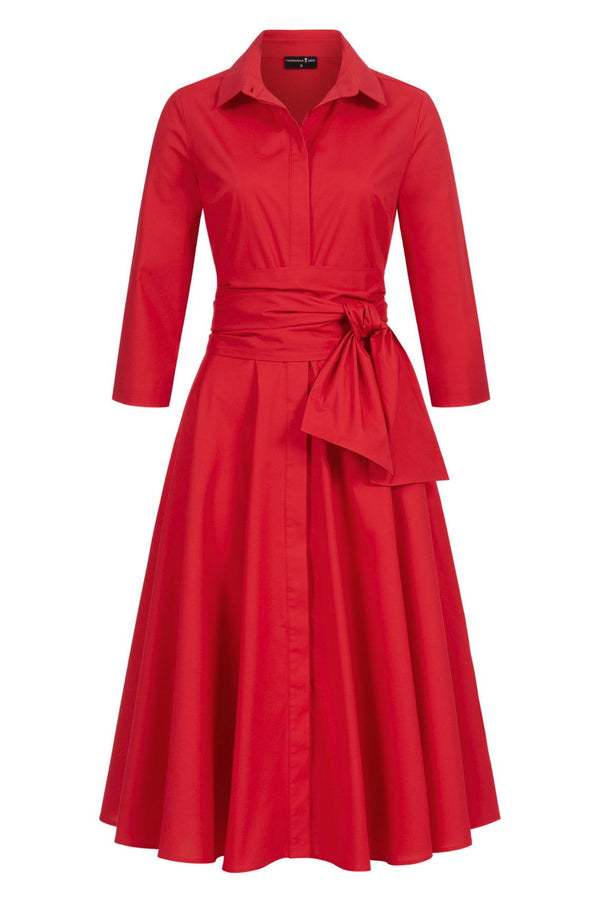 Blusenkleid mit Bindegürtel Rot - Marianna Déri