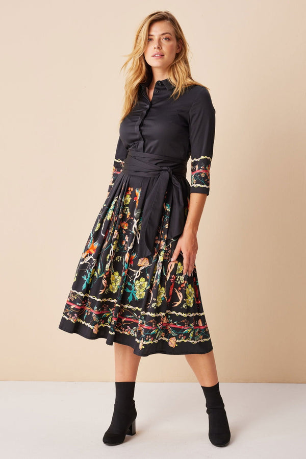 Blusenkleid mit Vögeln und Blumen-Print - Marianna Déri