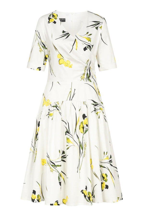 Kleid mit Rapsblüten-Print Weiss - Marianna Déri