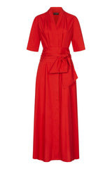Maxiblusenkleid mit abnehmbarem breiten Gürtel Rot - Marianna Déri