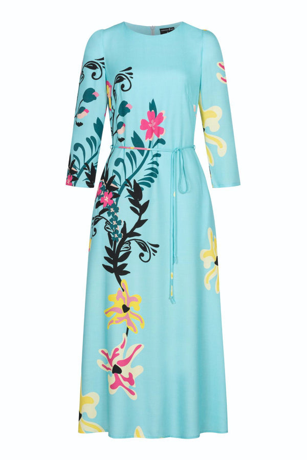 Maxikleid Floral Türkisblau - Marianna Déri