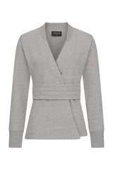 Gray Deluxe Wrap-Look Sweatshirt