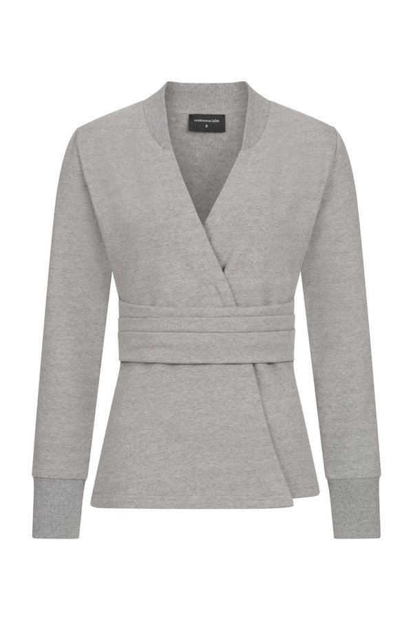 Gray Deluxe Wrap-Look Sweatshirt