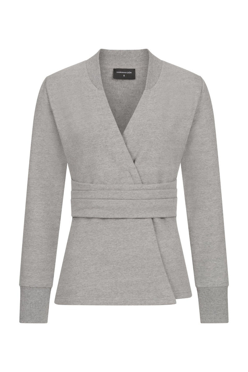 Gray Deluxe Wrap-Look Sweatshirt