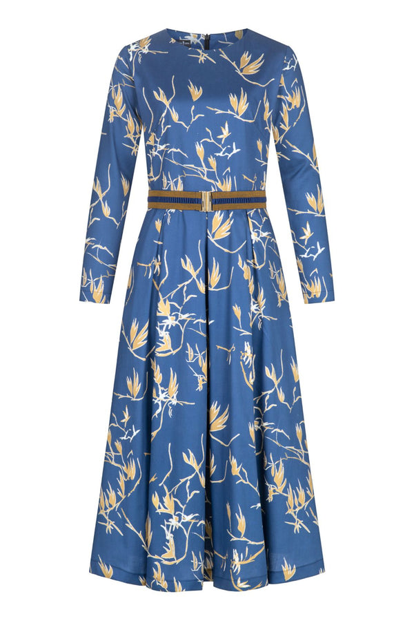 Branch Print Belted Dress