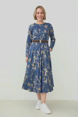 Branch Print Belted Dress