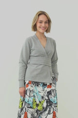 Gray Deluxe Wrap-Look Sweatshirt