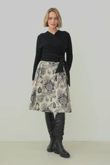 Flower & Bird Print Skirt