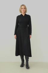 Black Knitted Wrap Dress