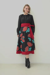 Wrap Skirt Blooms Print & Red