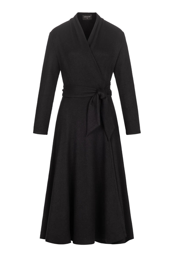 Black Knitted Wrap Dress