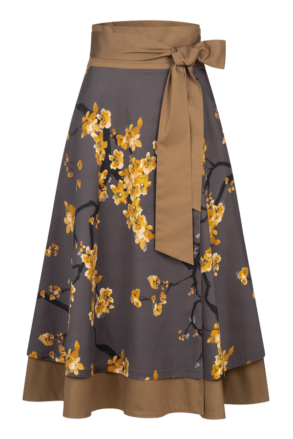 Reversible Wrap Skirt Cherry Blossom & Caramel