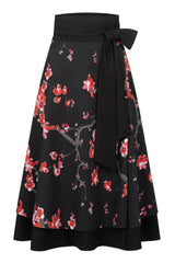 Wrap Skirt Cherry Blossom Print & Black